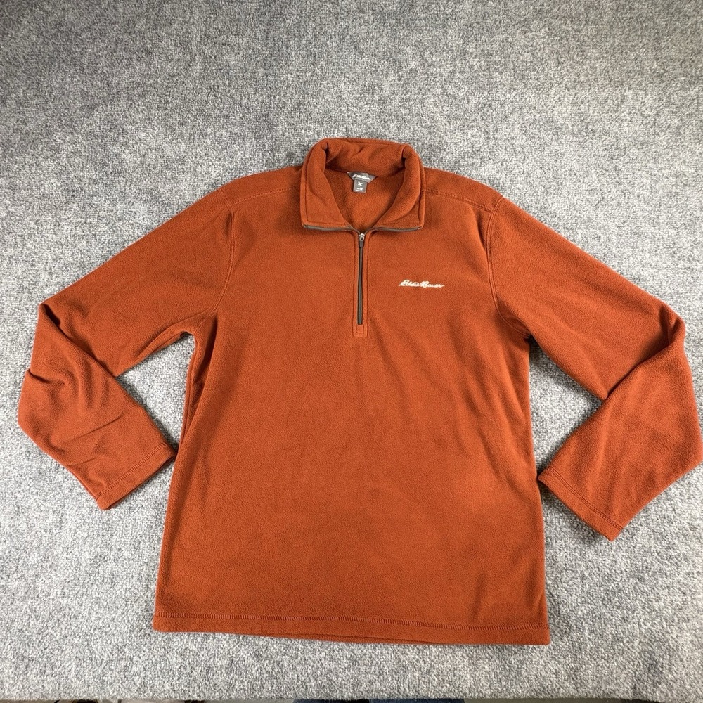 Eddie Bauer Pullover Mens M Burnt Orange Fleece 1/4 Zip Gorpcore Outdoor Hiking